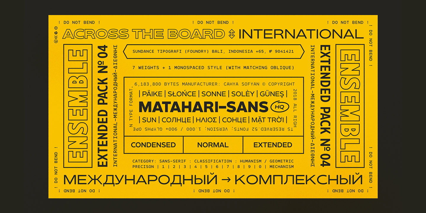 Beispiel einer Matahari Sans 400 Regular-Schriftart